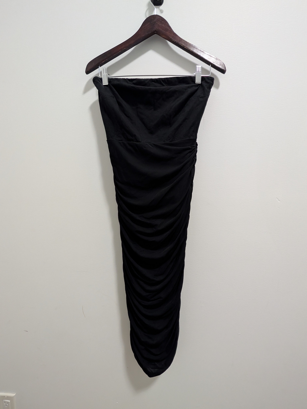 by the way. Black Strapless Ruched Tube Dress